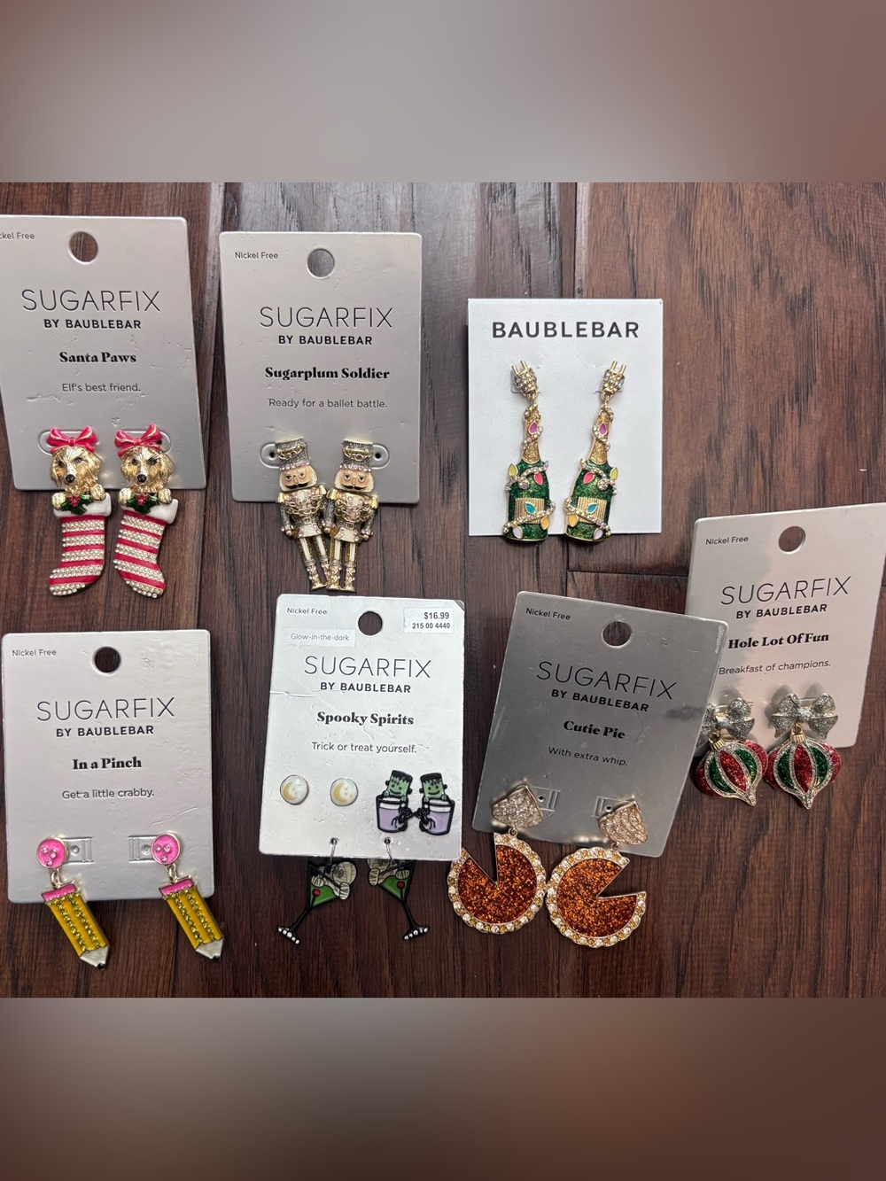 SET of 7.  BaubleBar Sugarfix Mixed-Color Dangle & Stud Seasonal Earring Set